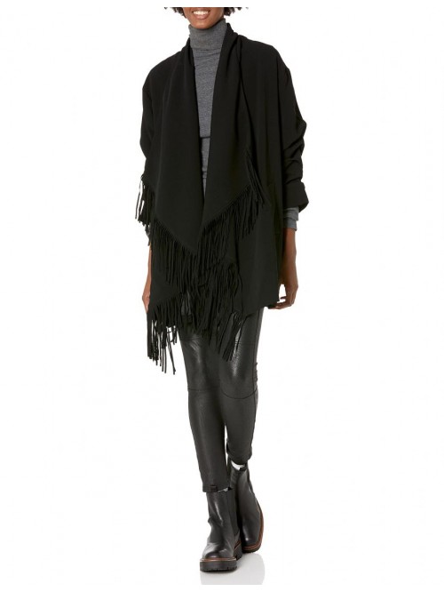 à Sept Women's Tall Size Crepe Fringe Azura Jacke...