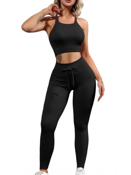 Seamless Workout Outfits for Women 2 Piece Ribbed ...