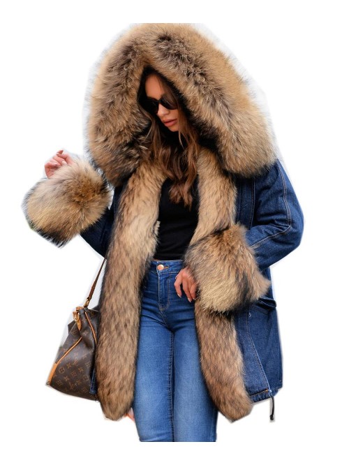 Aofur Womens Hooded Faux Fur Lined Warm Coats Park...